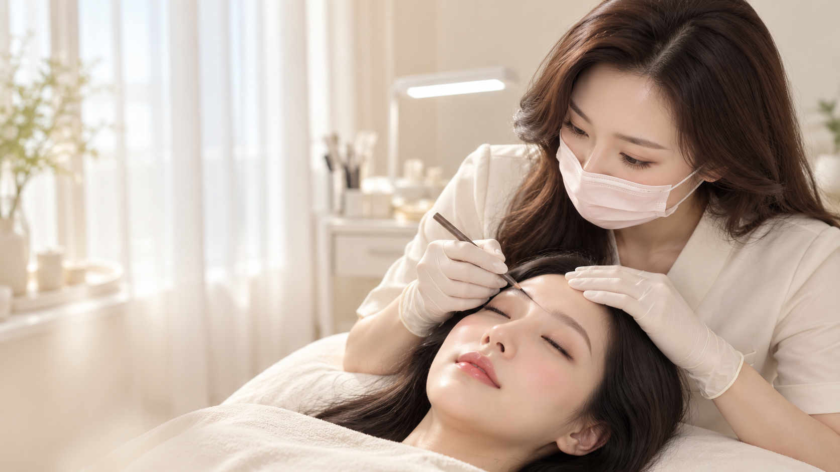 Simulated brow design campaign with artist and client